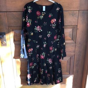 Lands End Long-Sleeve Fit and Flare Dress, L